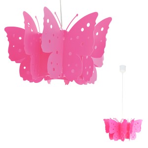 Pinke Näve Pendelleuchte Kizi im Schmetterlingsdesign für das Kinderzimmer.