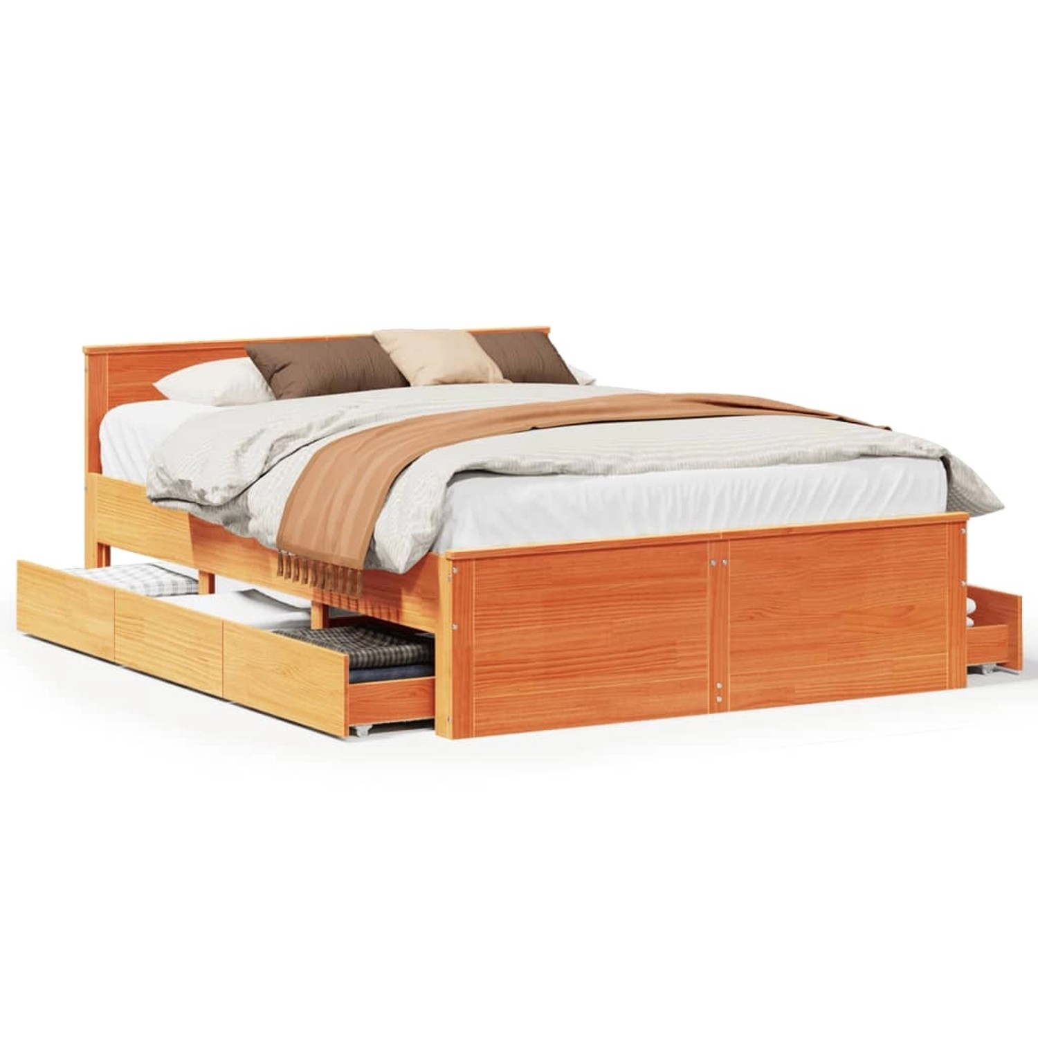 vidaXL Massivholzbett ohne Matratze mit Kopfteil Braun 140x200 cm 3308767 günstig online kaufen