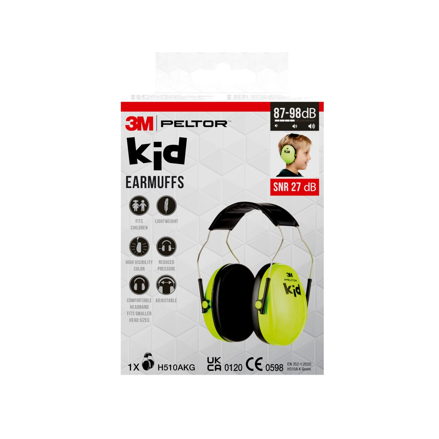 3M Peltor Kapselgehörschutz für Kinder H510AK, neongrün, für optimalen Schutz
