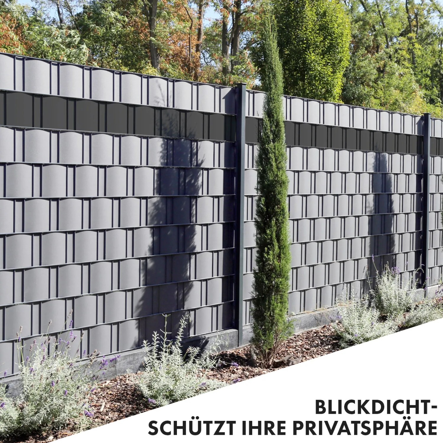 Karat Sichtschutzstreifen für Doppelstabmattenzaun PVC 19 cm x 35 m Grau kaufen bei OBI
