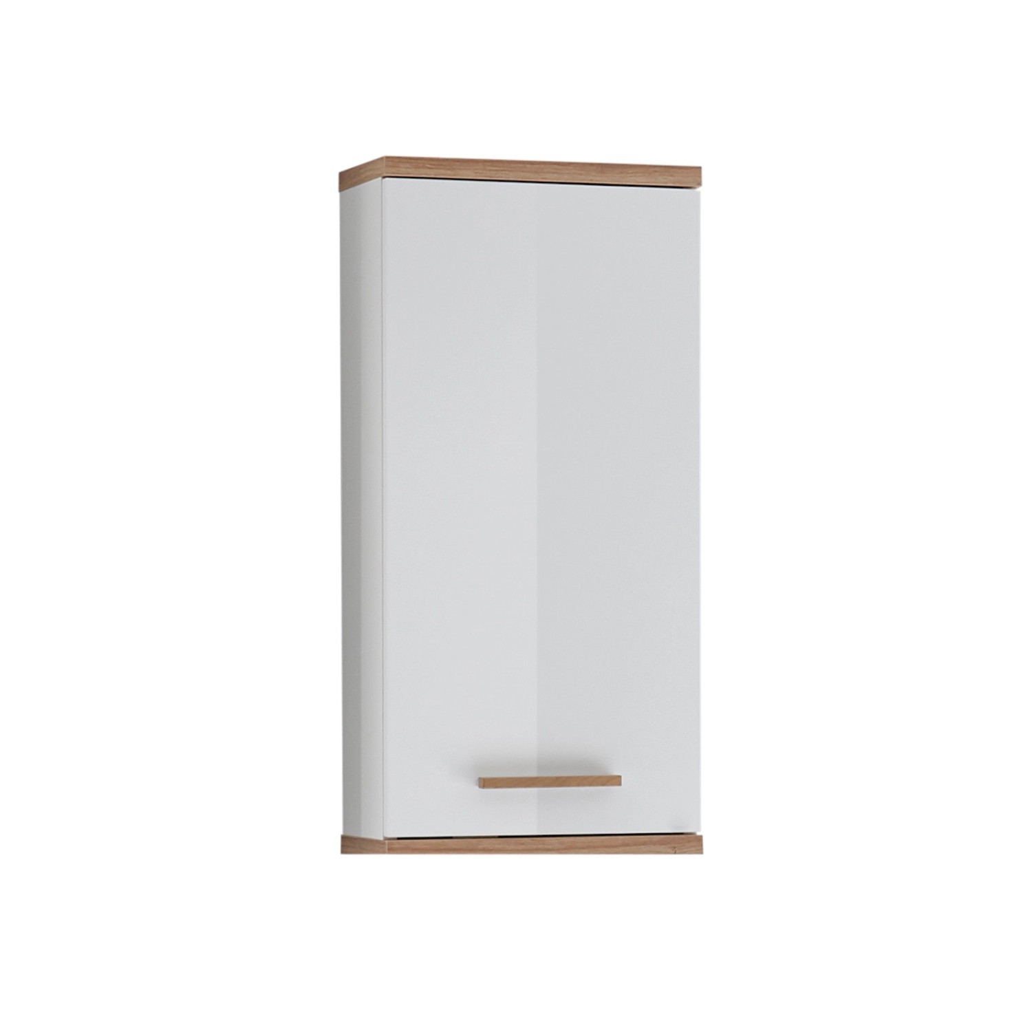 Pelipal Wandschrank aus dem Badmöbel-Set Quickset 923, weiß/Riviera Eiche, mit Tür und Griff.