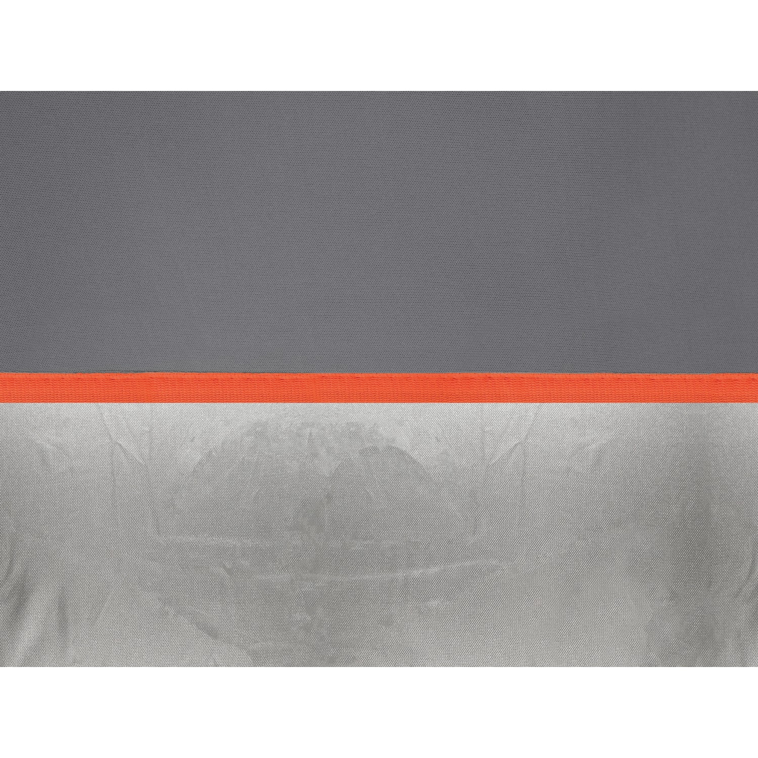 Detailaufnahme der Apa Hagelschutz-Ganzgarage XXL mit Gummizug, graues Material mit orangem Gummizug.