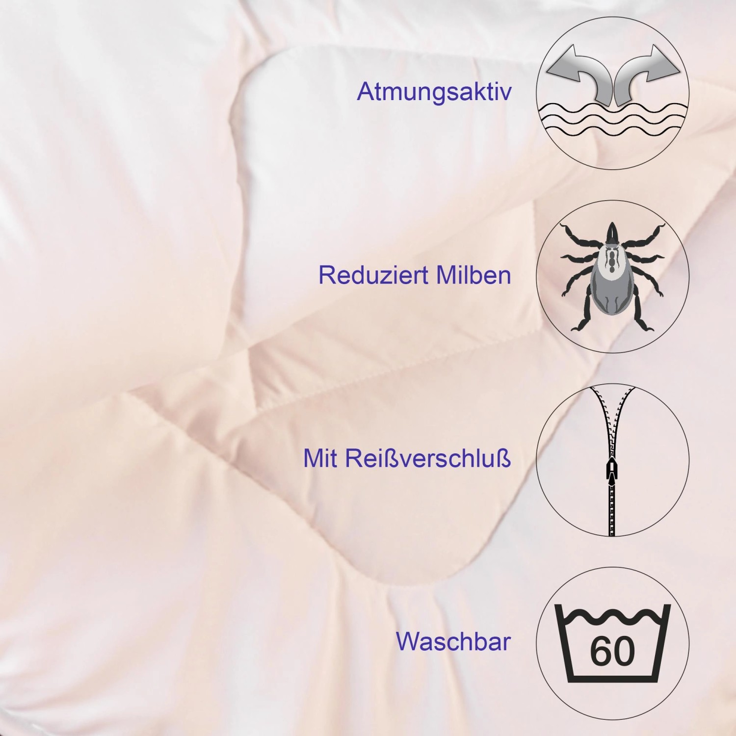 Bestlivings Kopfkissen 80x80 cm Eco Downfeeling, atmungsaktiv, milbenreduzierend und waschbar.