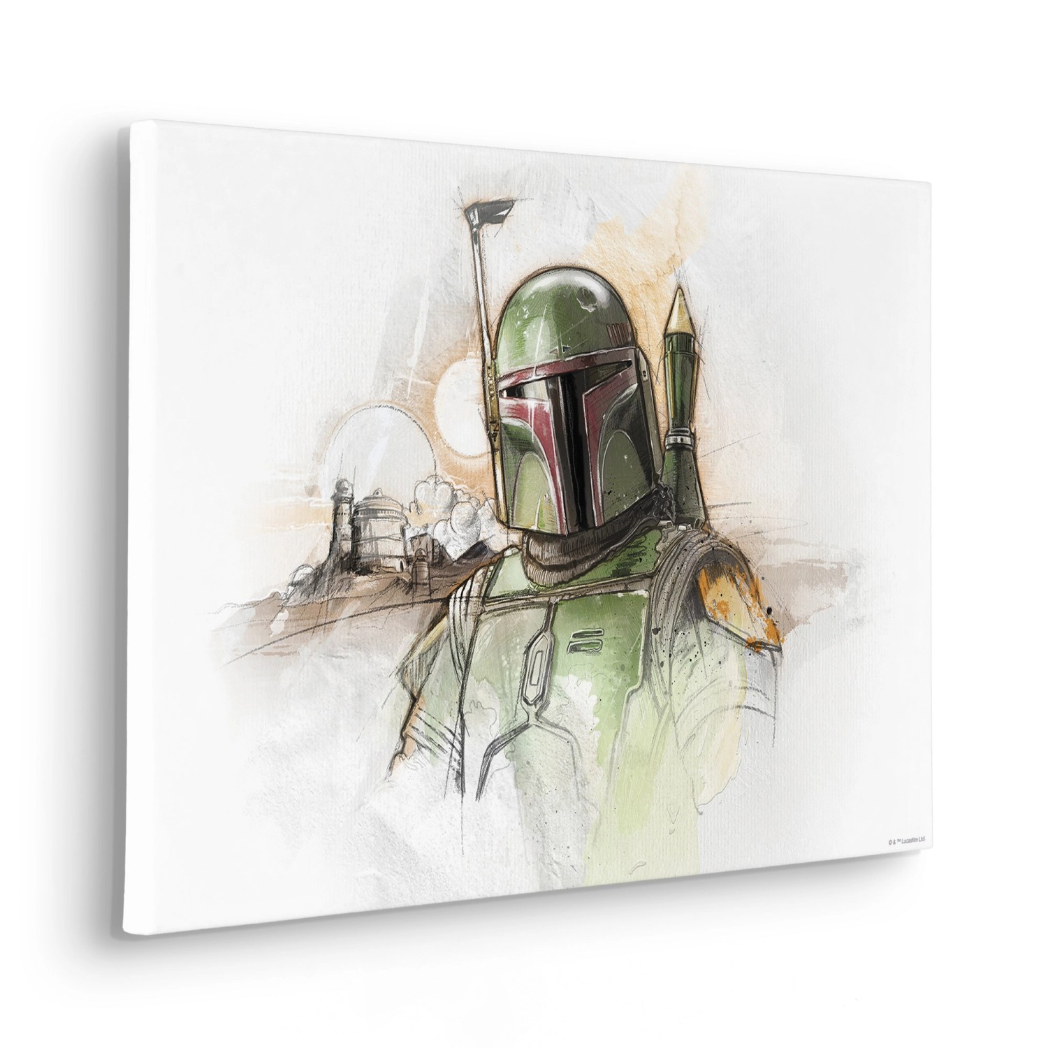 Komar Keilrahmenbild Star Wars Boba Fett Sketch Grün günstig online kaufen