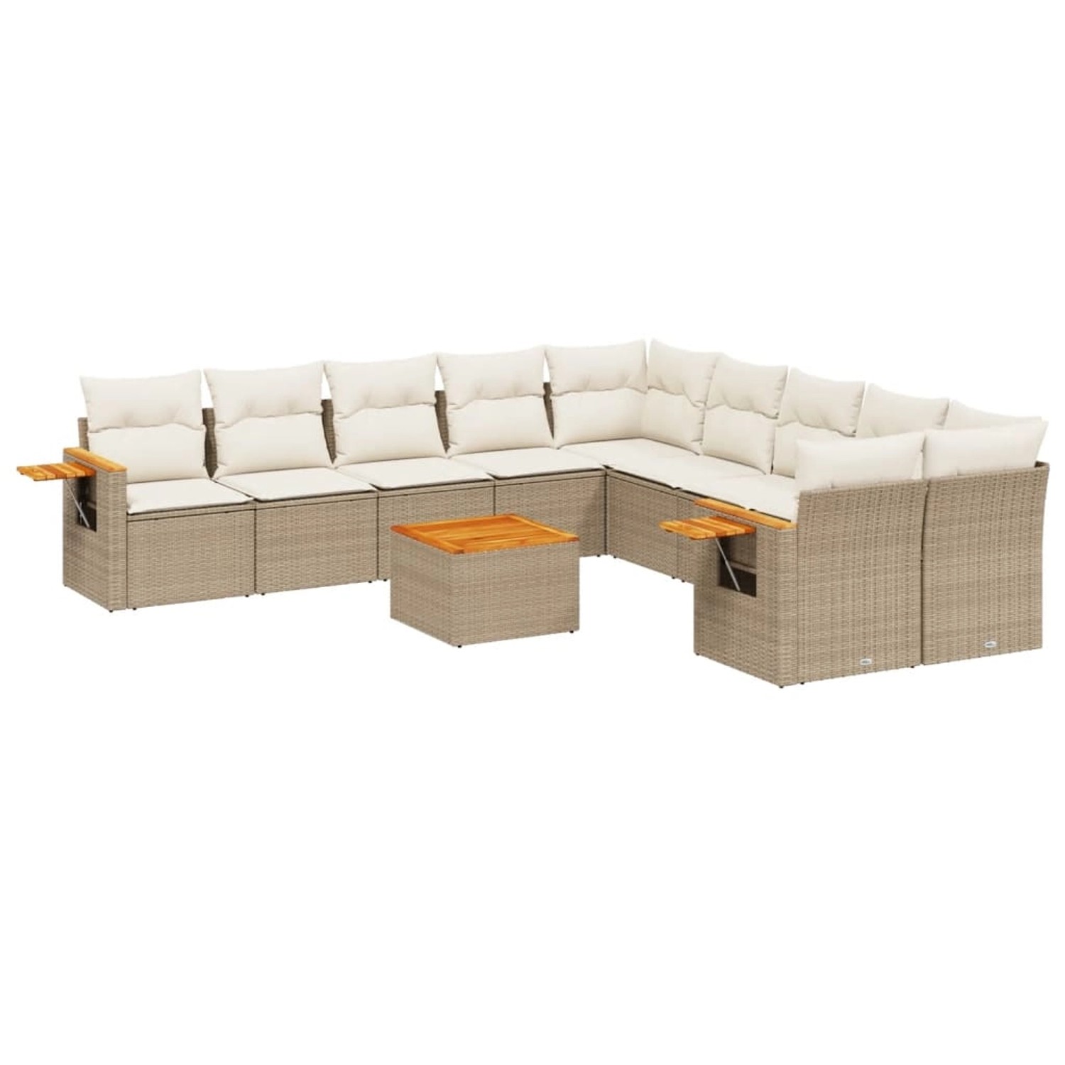 vidaXL 11-Tlg Garten-Sofagarnitur mit Kissen Beige Poly Rattan 3259601 günstig online kaufen