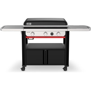 Weber Slate GPD 76cm Premium Plancha Gasgrill mit Ablageflächen und Unterschrank.