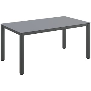 Grauer Tisch mit Glasplatte, Teil der 5-tlg. Sitzgruppe Vigo Gartenmöbel-Sets.