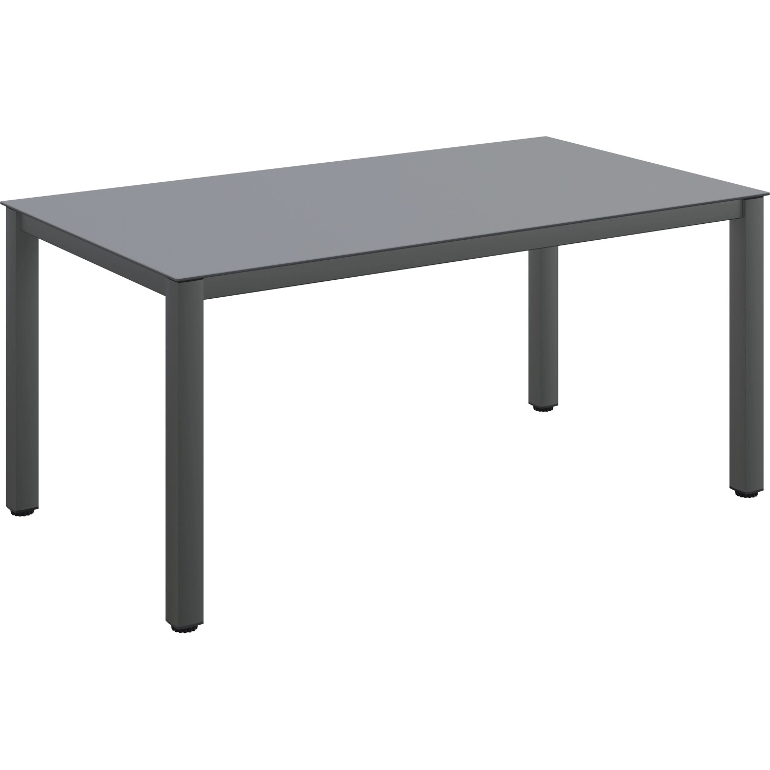Grauer Tisch mit Glasplatte, Teil der 5-tlg. Sitzgruppe Vigo Gartenmöbel-Sets.