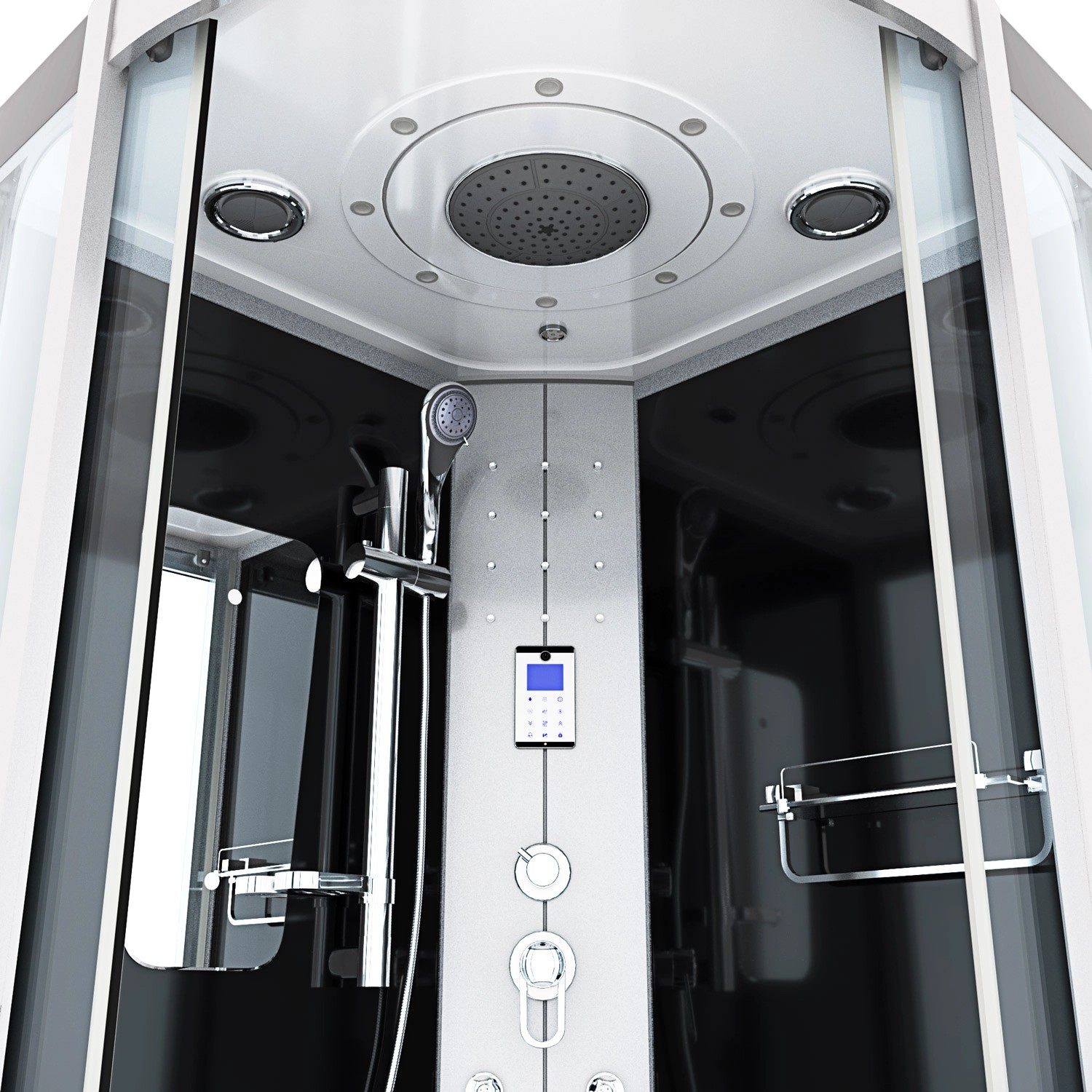 AcquaVapore Duschkabine 90x90 cm mit Regendusche, Handbrause und Massagedüsen.