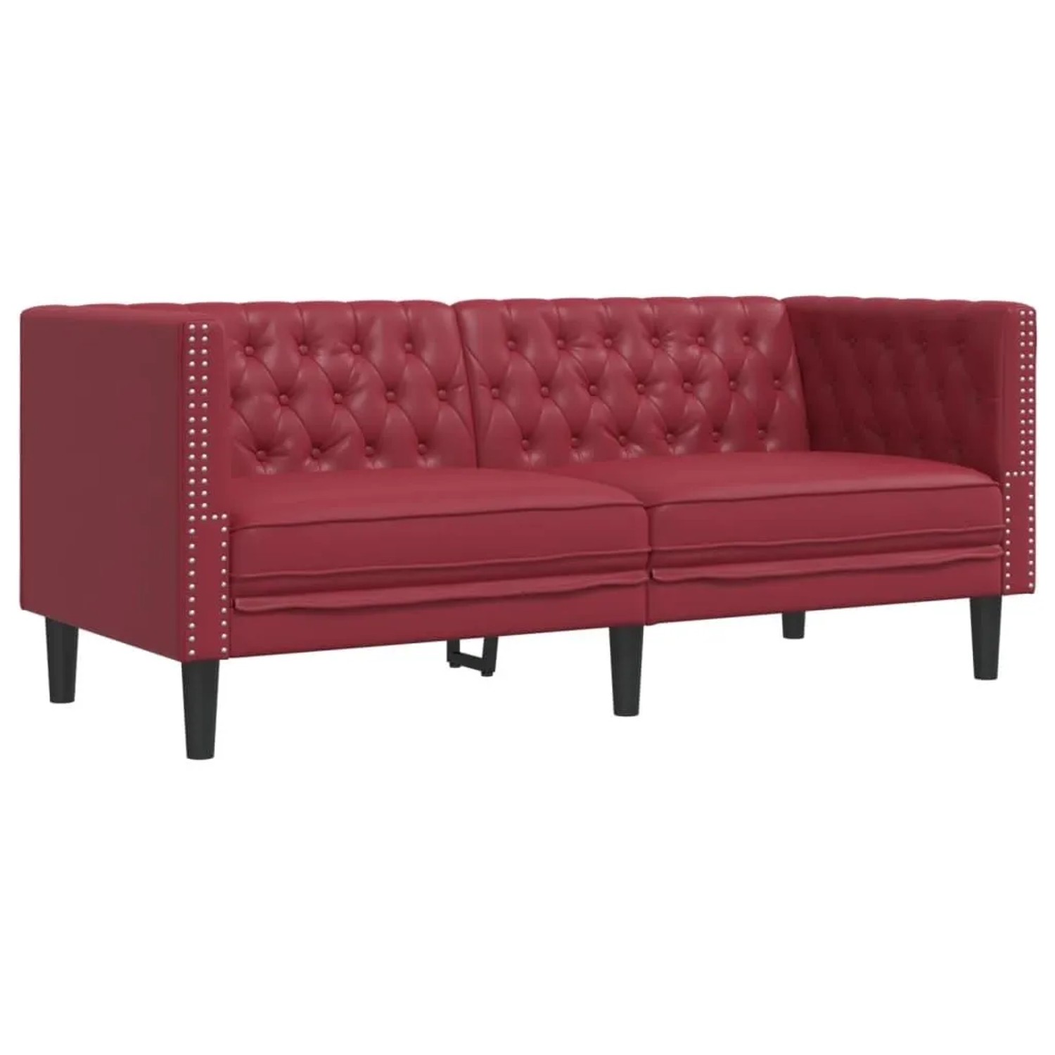 vidaXL Chesterfield-Sofa 2-Sitzer Weinrot Kunstleder 372663