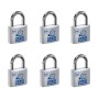 6er Set Basi Vorhangschlösser, 50mm, Aluminiumgehäuse, verschiedenschließend mit je 2 Schlüsseln.