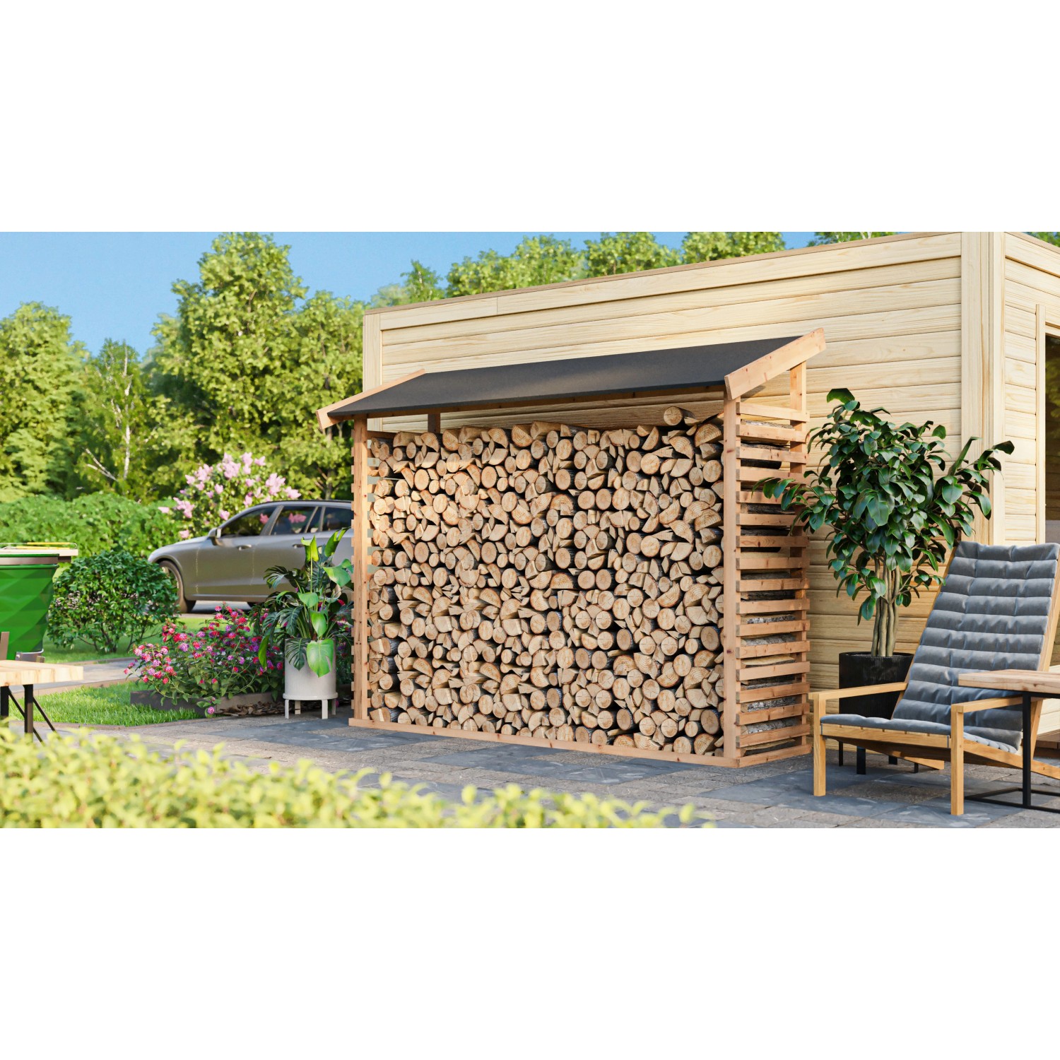 Karibu Kaminholzunterstand 2 Naturbelassen 183,8 x 226,2 x 60,4 cm günstig online kaufen