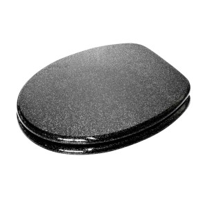 Sanilo WC Sitz Glitzer Schwarz, Hochwertiger und Stabiler Toilettendeckel aus Holz