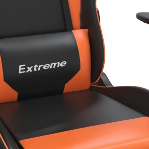 Gaming-Stuhl, schwarz/orange, Kunstleder, mit Massagefunktion. Bequemer Bürostuhl für Gamer.