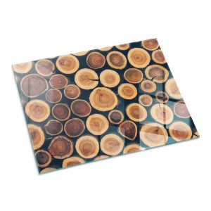 Tulup Glasplatte für Kamin Kiste mit Schnittholz Kaminofen Glas Bodenplatte Rechteck 80x60 cm Braun Glasplatte für Kamin Glasbodenplatte für Kaminöfen