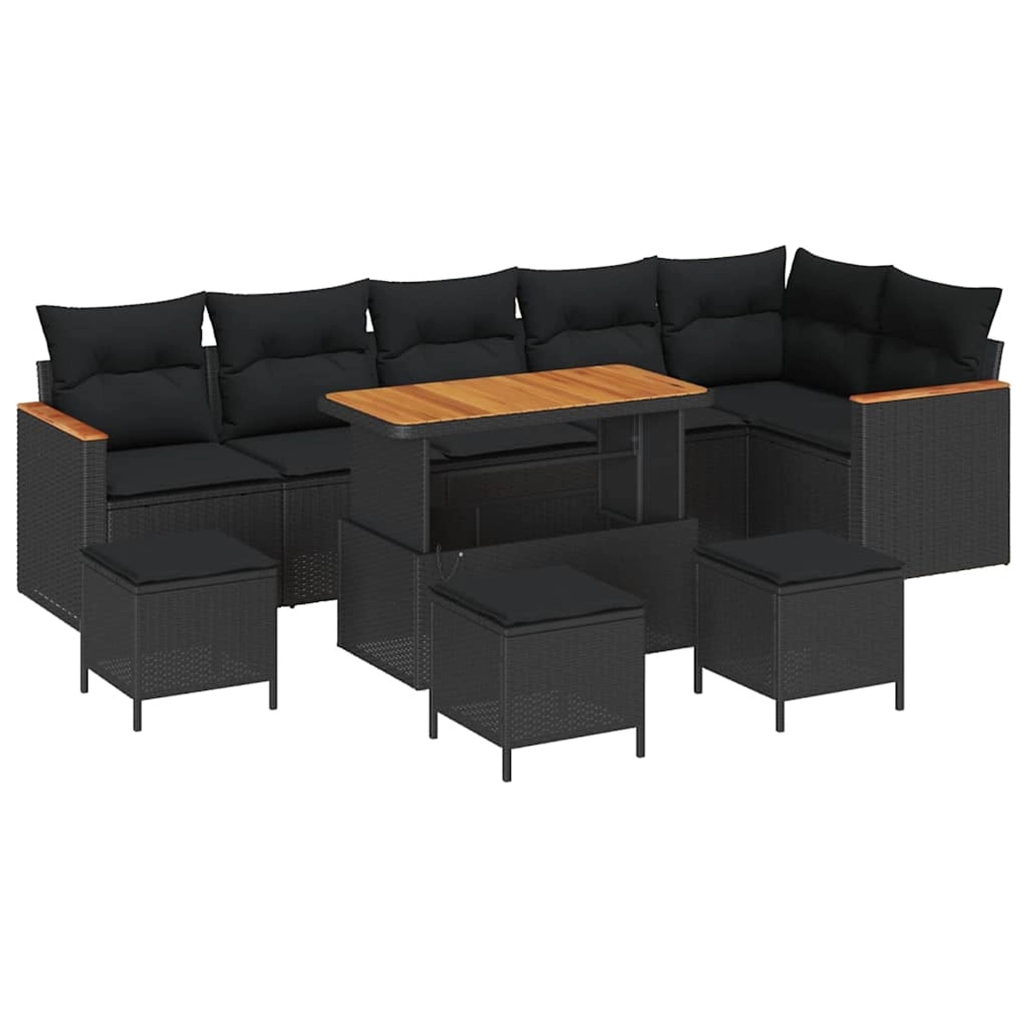 vidaXL Garten-Sofa-Set mit Kissen 10-Tlg Schwarz Poly Rattan 3363069 günstig online kaufen