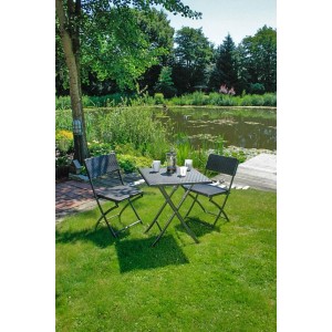 Balkon-Set VENTANA, 3-teilig, Rattan-Optik, Stahl/Kunststoff, schwarz