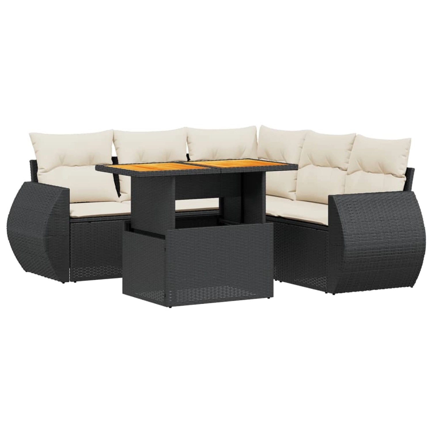 vidaXL 6-Tlg Garten-Sofagarnitur mit Kissen Schwarz Poly Rattan 3272190 günstig online kaufen