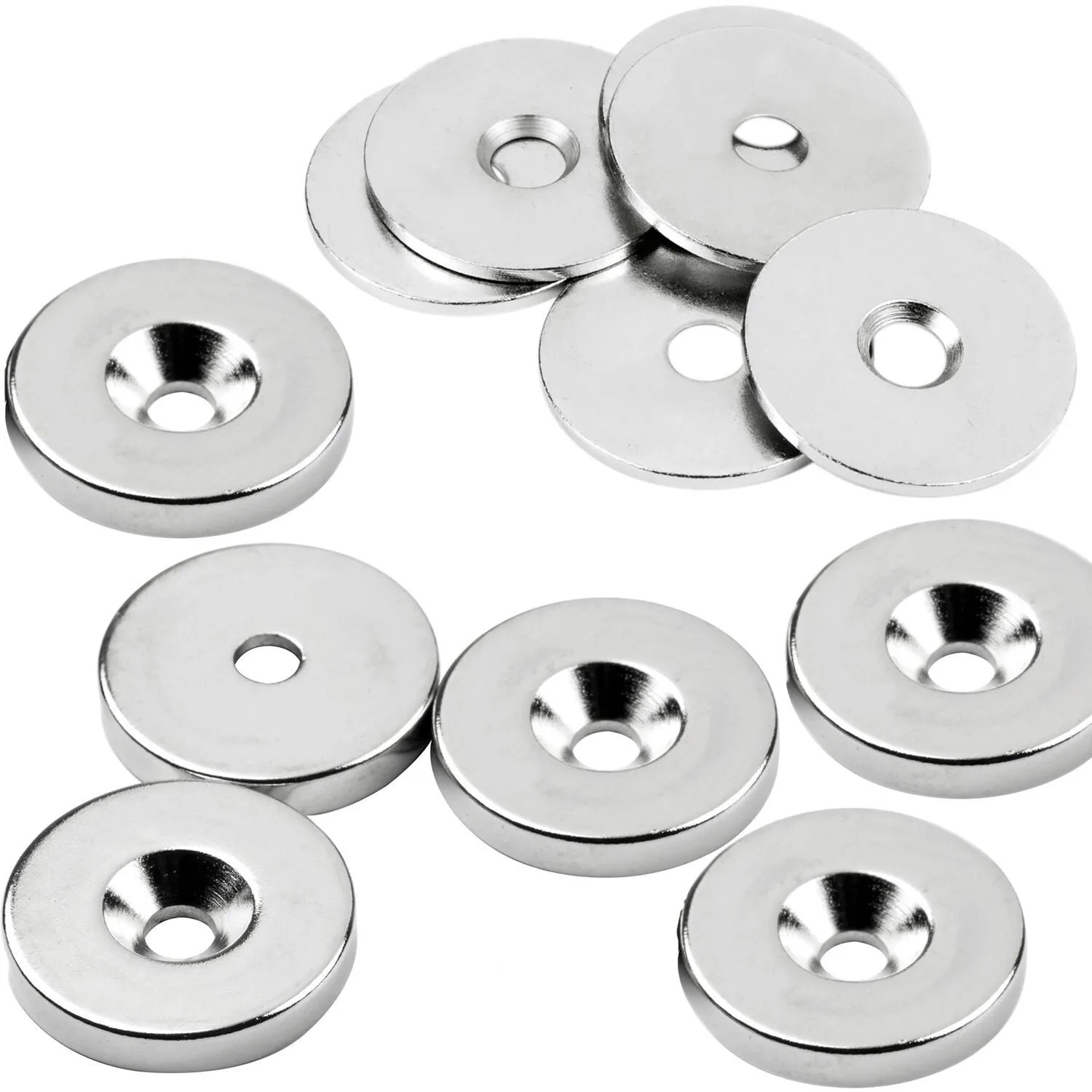 vasalat Neodym-Magnete Rund Ø 23 mm mit Metallscheibe Selbstklebend 12-teilig