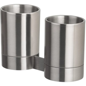 Spirella Zahnputzbecher-Set Nyo-Steel, gebürsteter Edelstahl, 2 Becher.