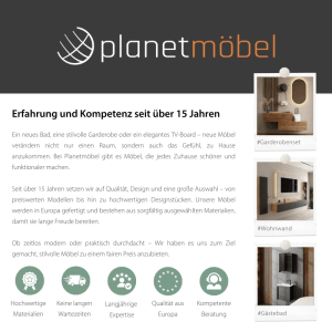 Planetmöbel Badmöbel Set 50 cm Sonoma Eiche mit Keramikwaschbecken Spiegel Soft Close 3 teilig