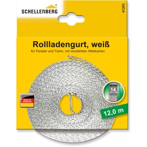 Schellenberg Rollladengurt Mini, 14 mm breit, 12 m lang, Weiß, aufgerollt