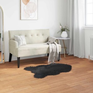 Schwarzer vidaXL Kunstschaffell Teppich Tafalla, 60x90cm, aus Polyester.