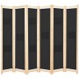 Schwarzer 6-teiliger Raumteiler (240x170x4 cm) aus Stoff und Holz, ideal als Trennwand und Dekoration.