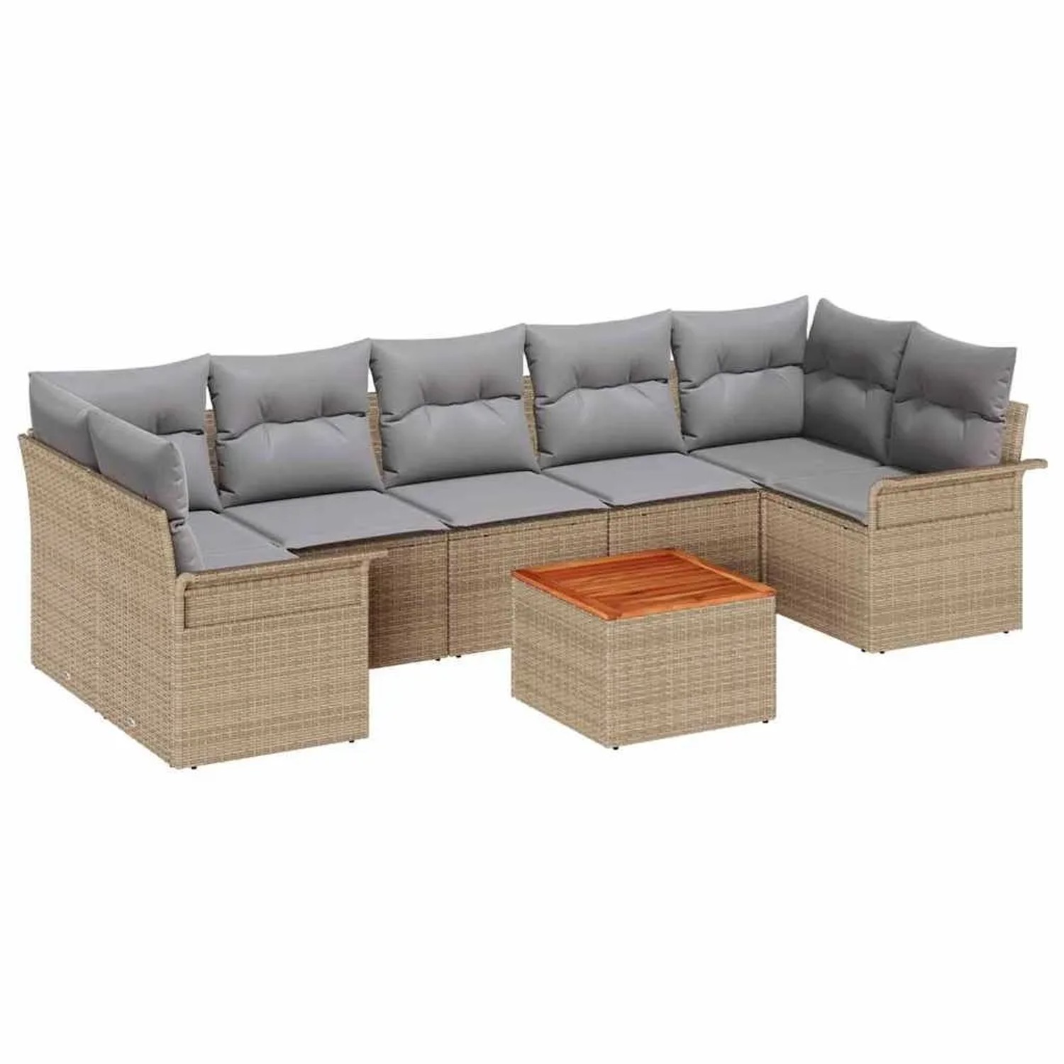 vidaXL Gartensofa-Set 8 Stk Beige und Hellgrau Poly-Rattan 3355963 günstig online kaufen