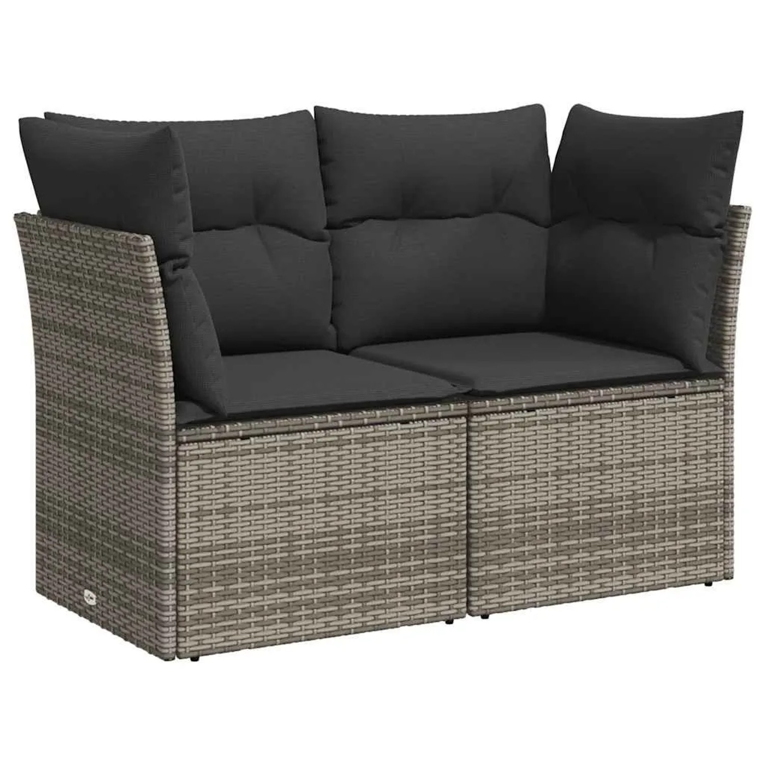 vidaXL Gartensofa 2-Sitzer mit Kissen Grau Poly Rattan 366114 günstig online kaufen