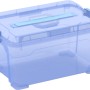 Blaue Clipbox Moover XS: Aufbewahrungsbox mit Deckel und Griff für Kleinteile.