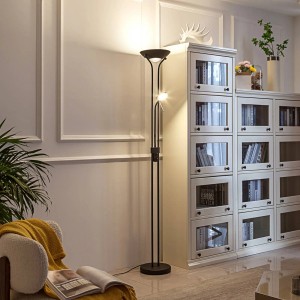 Lindby LED Stehlampe Josefin 10017424 Dimmbar Modern in Schwarz aus Metall 2-flammig Wohnzimmerleuchte