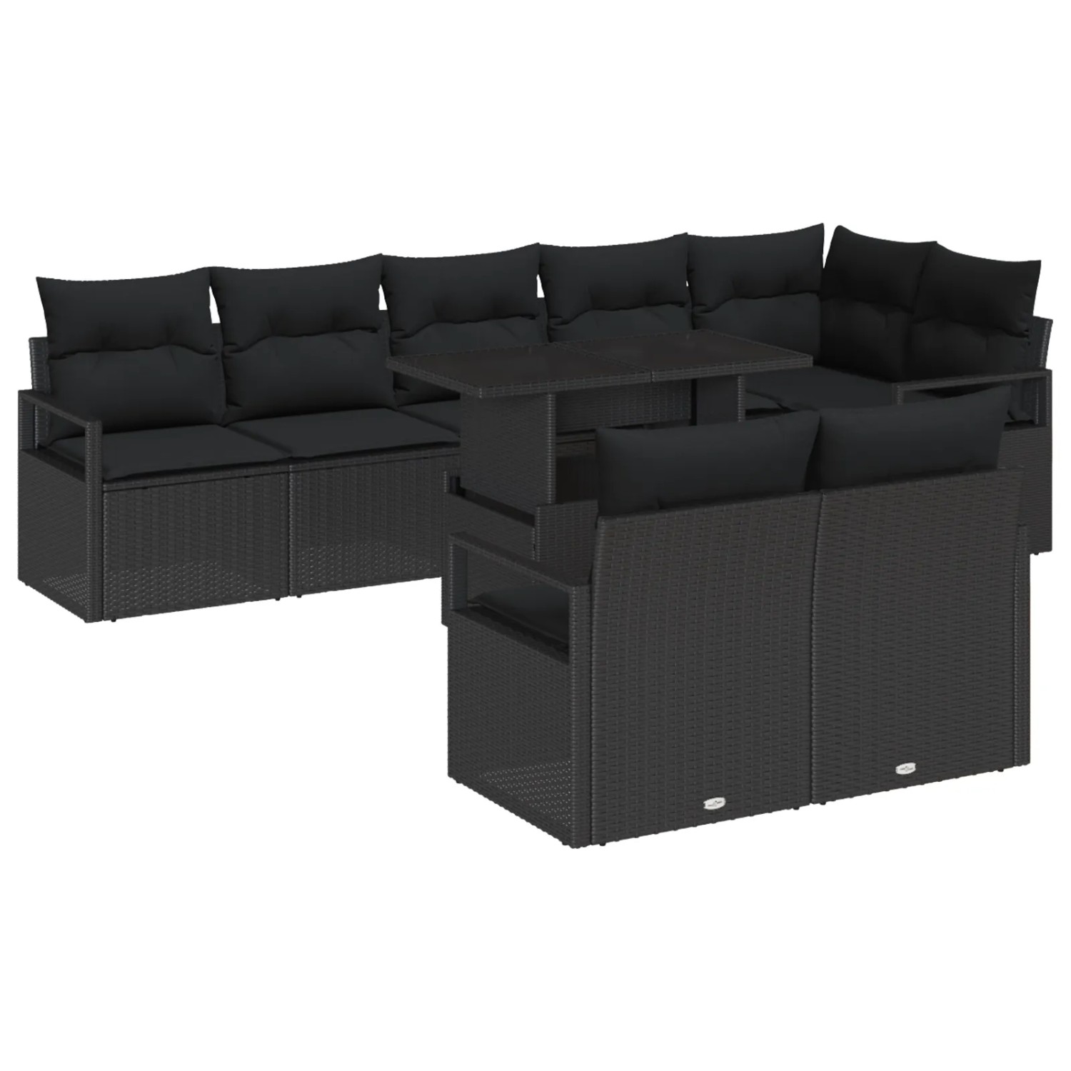 vidaXL Garten-Sofa-Set mit Speicher 9-Tlg Schwarz Poly Rattan 3357586 günstig online kaufen
