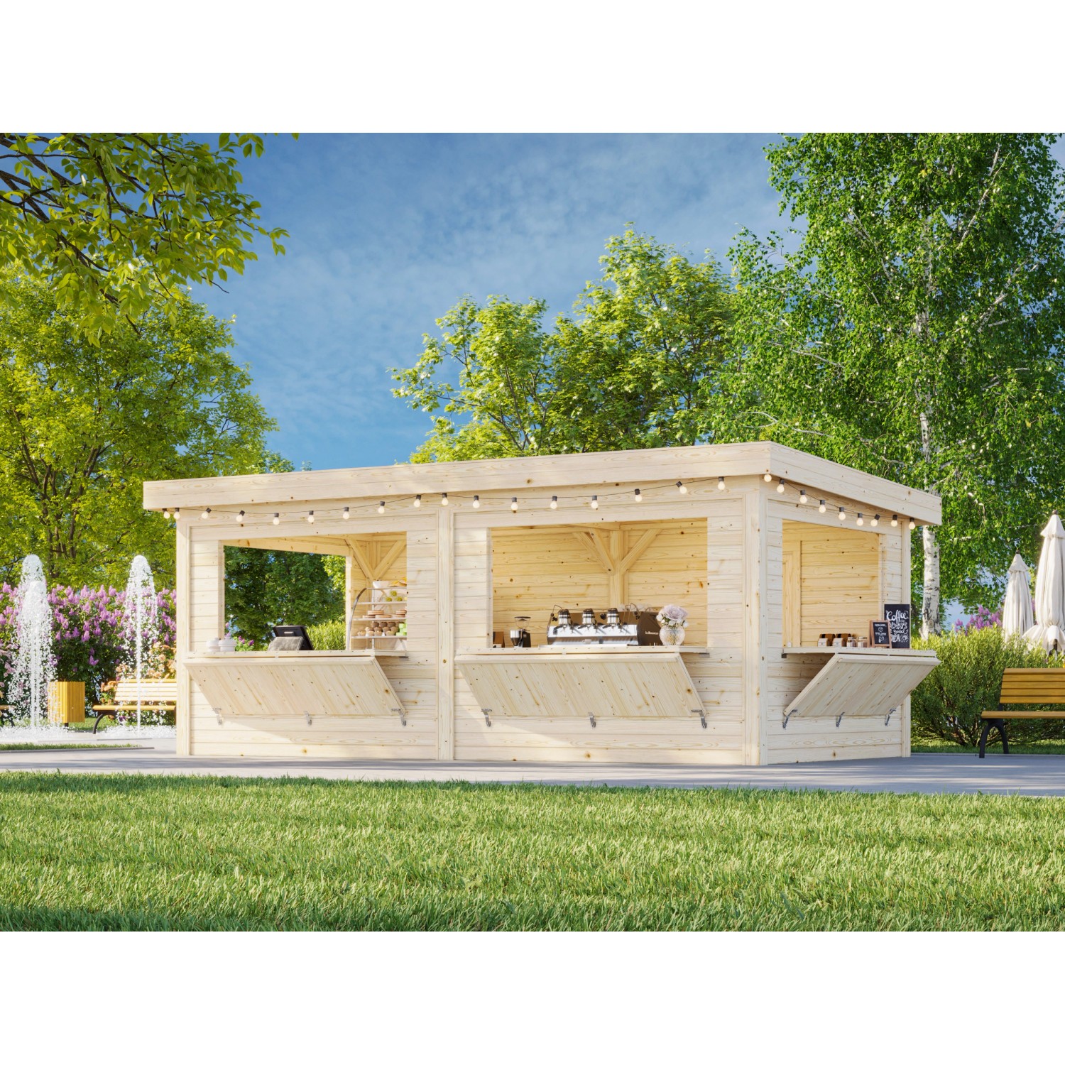 Palmako Marktstand Lenna Set 312 588 x 300 cm Lackiert Weiß FSC® günstig online kaufen