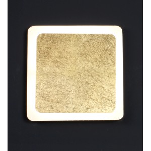 Quadratische LED-Deckenleuchte Solaris in Gold-Weiß-Schwarz, 31x31 cm.