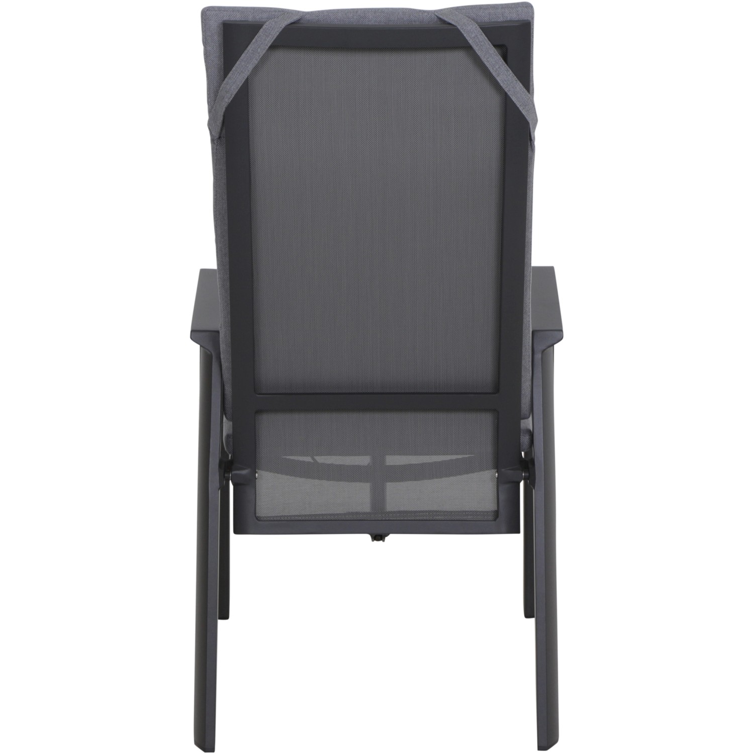 Siena Garden Valencia Dining Move Sessel, anthrazit-meliert, Rückansicht. Gartenstuhl mit Textilgewebe und Aluminiumgestell.