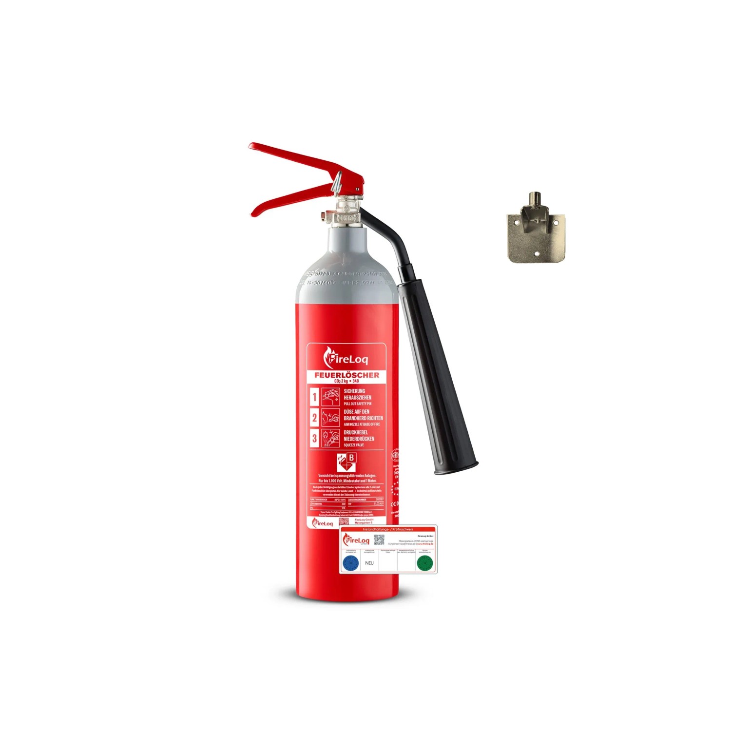 FireLoq 2kg Co2,eichter nicht magnetischer Alu Behälter 34B mit Prüfnachweis