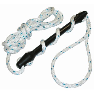 Seilflechter Forsheda Anlegefeder mit weiß-blauem Seil für Boote bis 7m.