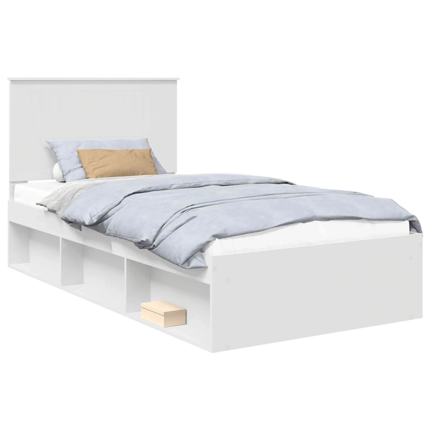 vidaXL Bettrahmen mit Kopfteil Weiß 100 x 200 cm Massives Kiefernholz 3411046