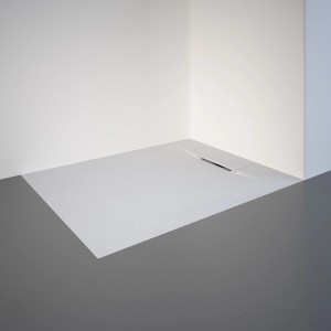 Rechteckige, extraflache Schulte Duschwanne ExpressPlus, 100x80 cm, in Weiß mit Ablauf.