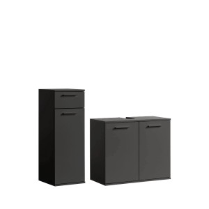 mokebo Badmöbel-Set „Der Steuermann“ in Anthrazit, 2-teilig mit Unterschrank und Hochschrank.