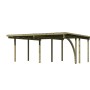 Karibu Doppelcarport Eco aus Holz mit PVC Dachplatten und stabilen Pfosten.