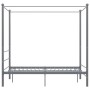 Graues vidaXL Himmelbett aus Metall, 140x200 cm, mit Lattenrost. Ideal für Schlafzimmer.