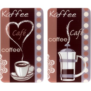 Wenko Herdabdeckplatten Kaffeeduft, 2er Set mit Kaffeemotiv für Glaskeramik-, Elektro- und Gasherde.