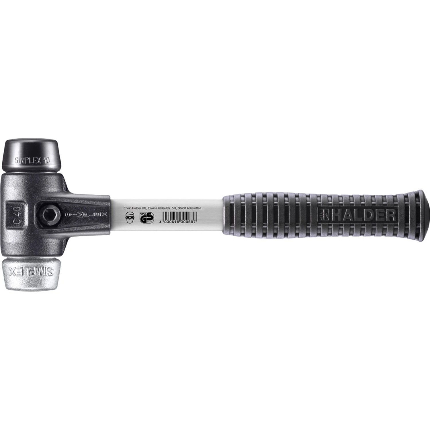 Halder Simplex Schonhammer Ø 40 mm Gummi Schwarz   Weichmetall mit Verstärk günstig online kaufen