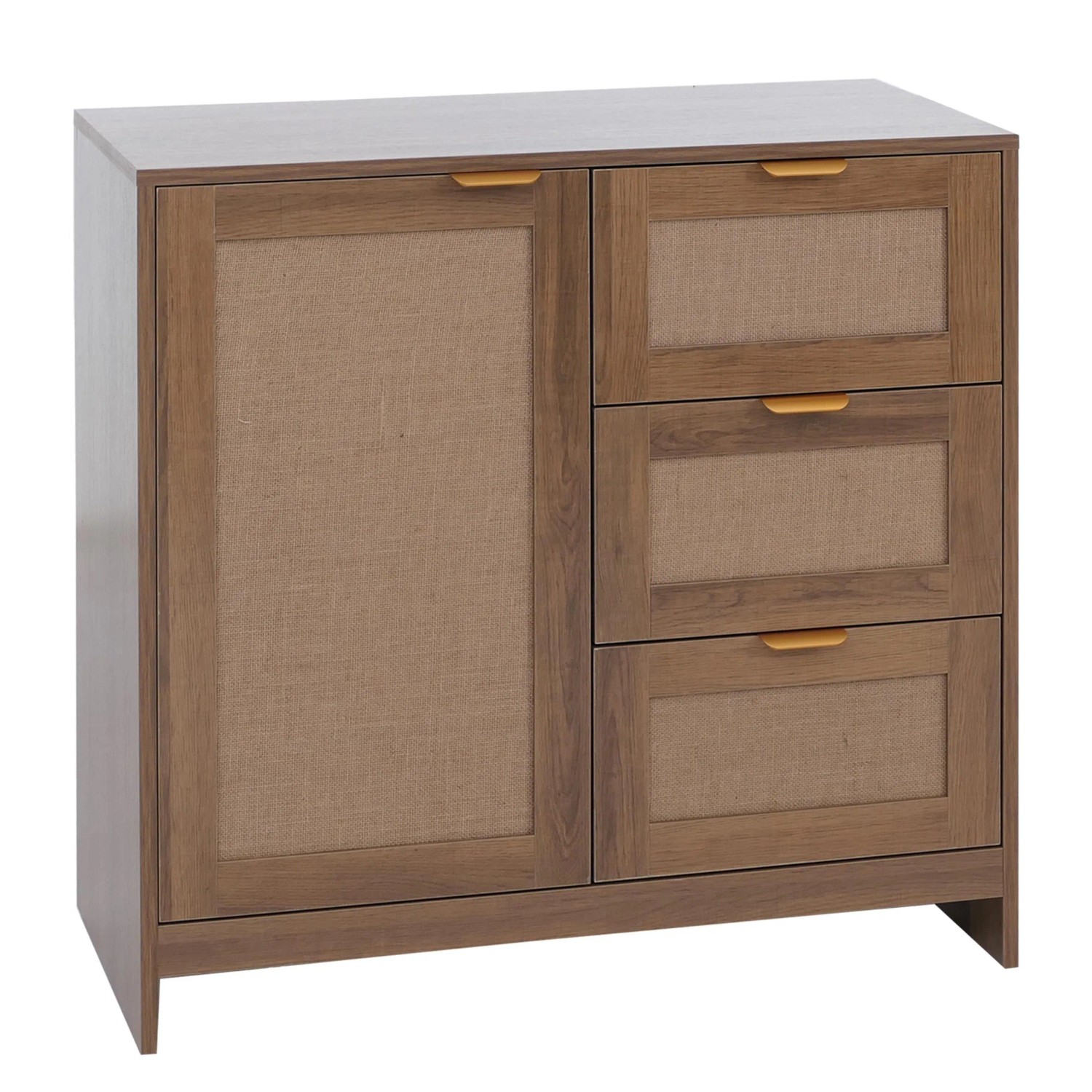 MCW Kommode P50 Schubladen Staufach MDF Melamin Leinenfront Braun