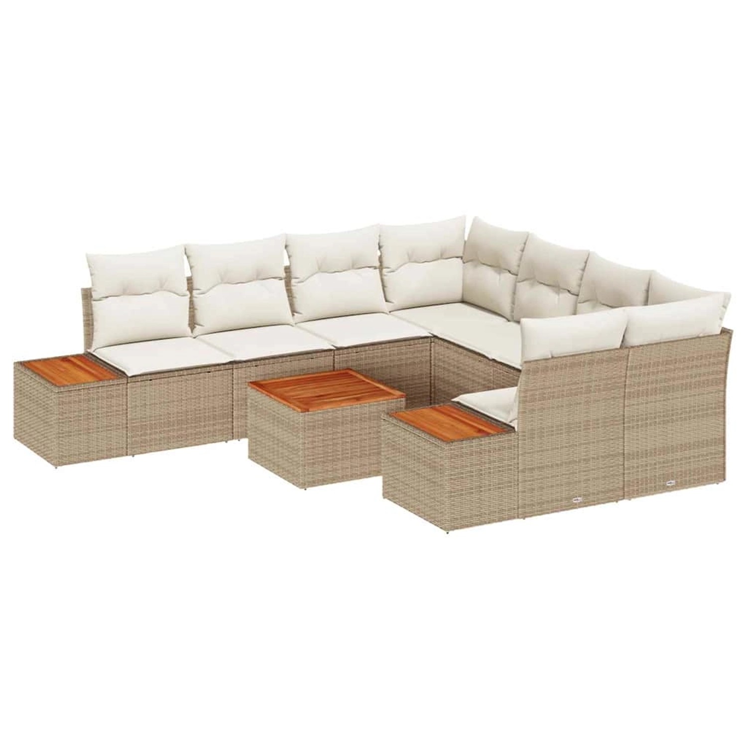 vidaXL Garten-Sofa-Set mit Kissen 9-Tlg Beige Poly Rattan 3348057 günstig online kaufen