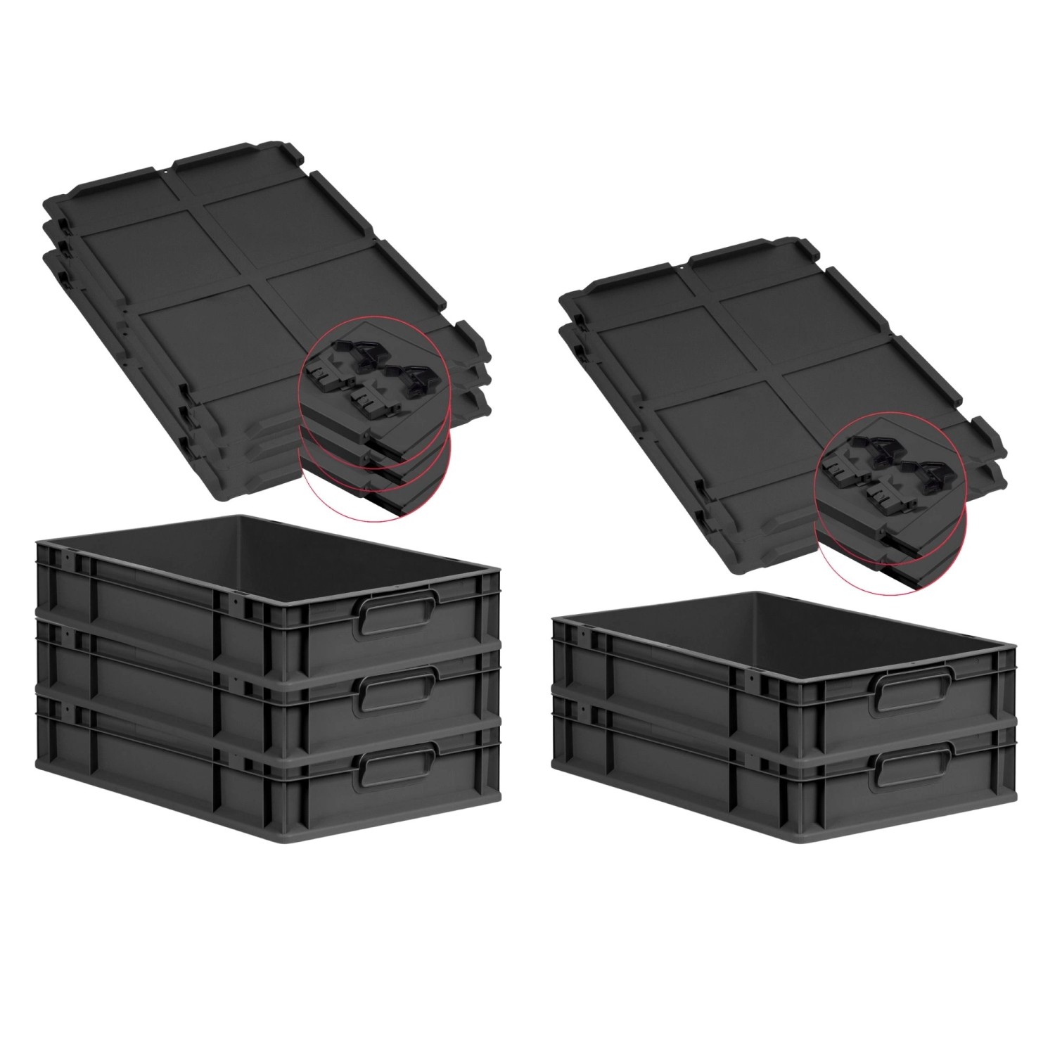 PROREGAL SuperSparSet 5x Eurobox Nextgen Grip Mit Scharnierdeckel Und Schwa günstig online kaufen