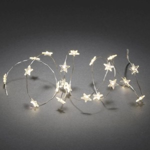LED Lichterkette mit transparenten Sternen und 40 warmweißen LEDs für den Innenbereich.