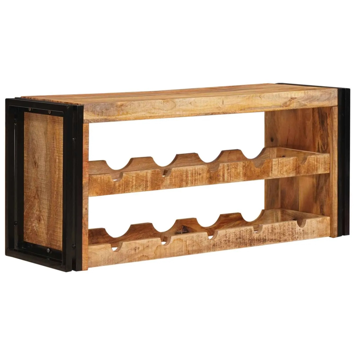vidaXL Weinregal Braun 100 x 45 x 33 cm Massives Grobes Mangoholz 4104760